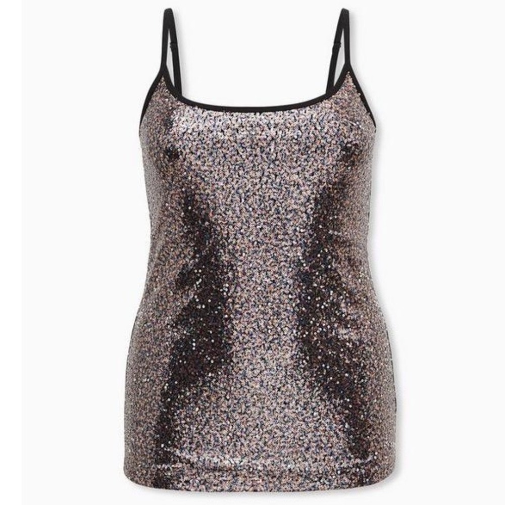 Torrid Sequin Cami Tank Top Women's 4 Black Multi Color Adjustable Straps
